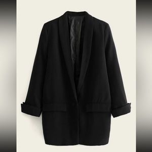 Shawl collar rolled cuff solid blazer